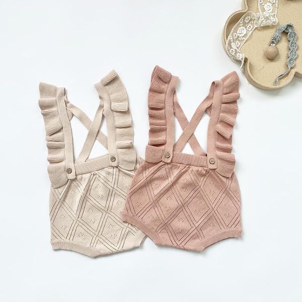 

rompers ruffles lace strap romper for girls clothes summer autumn cotton knipp pants toddler shorts clothing children suit, Blue