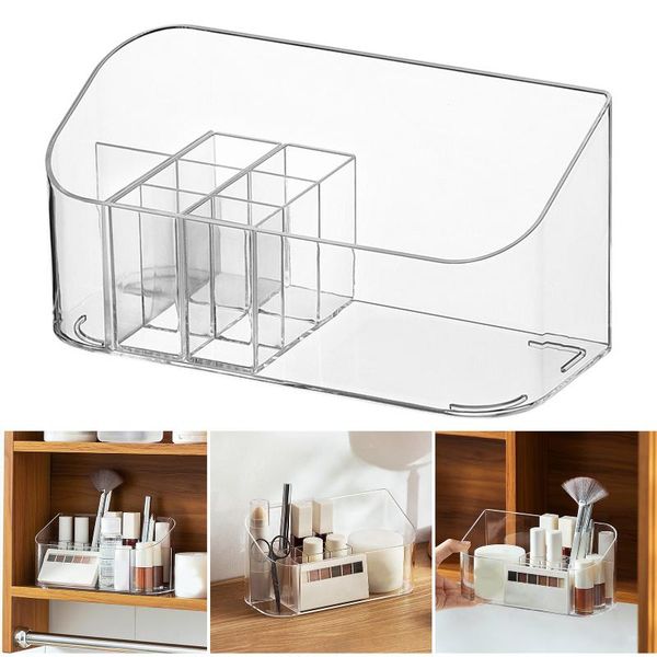 

storage boxes & bins transparent cosmetic makeup organizer deskbox with compartment for saving space household home garden