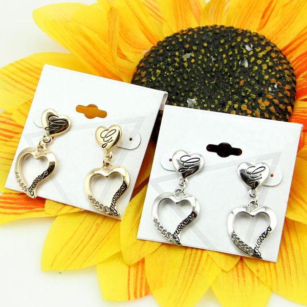 

dangle & chandelier heart earrings women's luxury geometric full rhinestone korean gold/silver color love 2021 fashion wedding jewelry