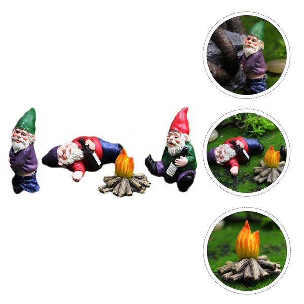 

4pcs cartoon resin dwarf statue deskfigurine garden lawn craft decoration decorative flowers & wreaths