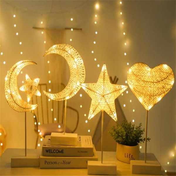 

night lights children's light heart star shape led lamp room moon christmas decorations for home