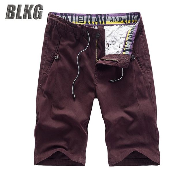 

arrival summer cargo shorts men casual straight solid color beach short male drawstring knee length cotton mens men's, White;black