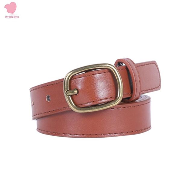 

belts style bronze buckle ladies retro belt women all-match fashion decoration student youth jeans 7 colors, Black;brown