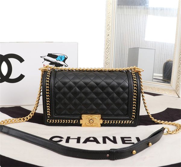 

20215a brand luxury designer women's bag 2021 caviar leather shoulder bag gold chain horizontal hand bag pocket envelope purse