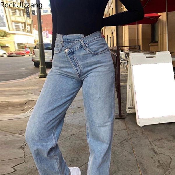

women's jeans streetwear irregular high waist boyfriend fashion denim loose pant harajuku women mom solid vintage blue trouser summer