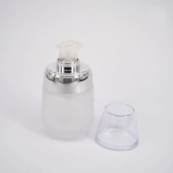 

drop 6ps 30ml emulsion empty frosted clear glass essential oil bottle acrylic lid press pump outdoor travel storage bottles & jars