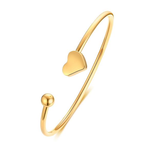 

cuff round ball heart bracelet stainless steel bangle in golden brackelts brazalet womens jewelry, White