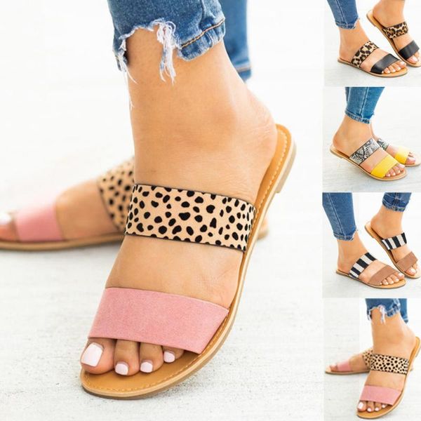 

slippers shoes women's comfortable casual color matching retro roman large size flat summer fashion 2021, Black