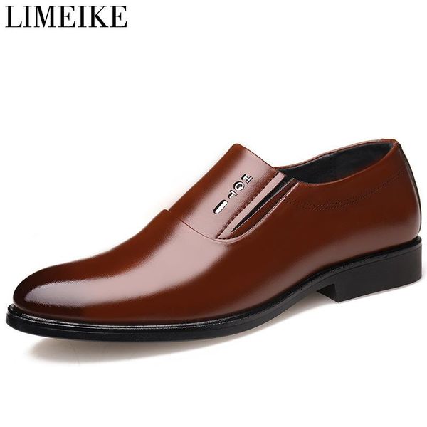

dress shoes limeike men casual loafers leather mens business wedding, Black
