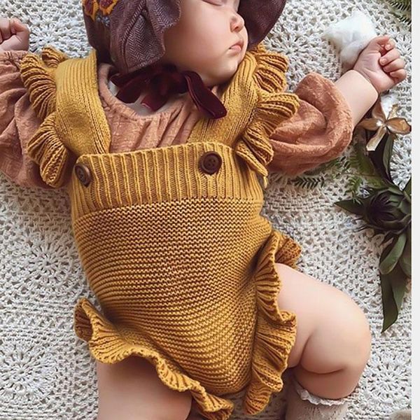 

jumpsuits summer infant baby girls rompers overalls solid sleeveless cotton knitted casual girl clothes, Blue