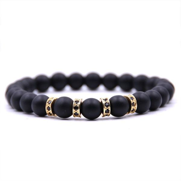 

beaded, strands micro-inlaid zircon beaded 8mm matural black frosted stone bracelet handmade spacer men and women couple gifts