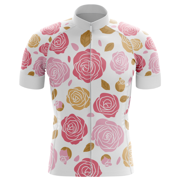 

uk men's rose print cycling jersey white summer short sleeve anti sweat riding clothing,tyz496-01 racing jackets, Black;red