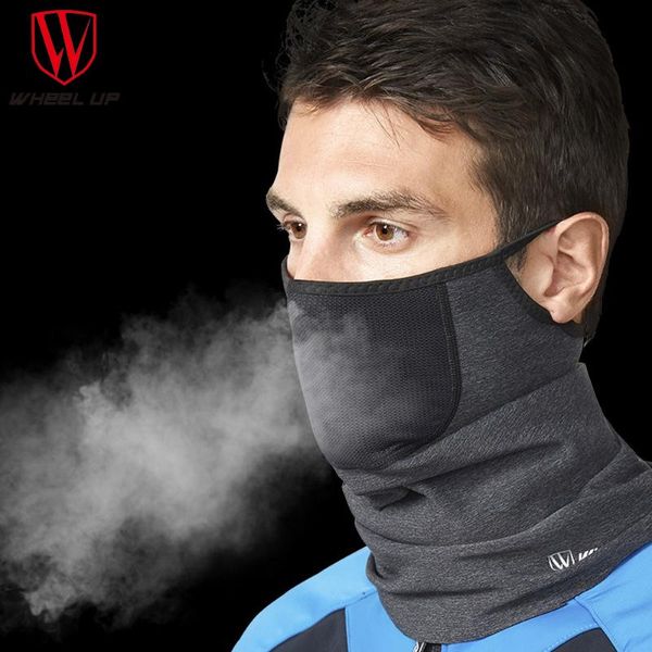 

wheel up cycling mask mesh design magic headband warm fleece replaceable filter winter bike breathable waterproof outdoor caps & masks, Black