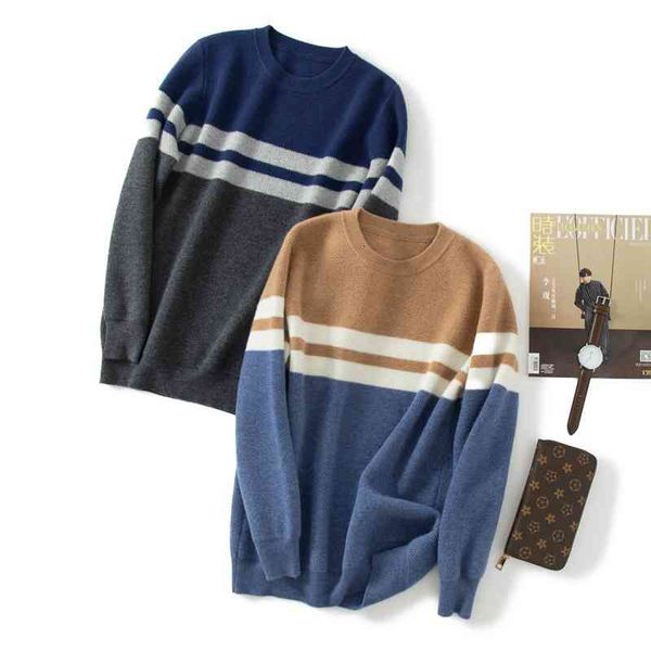 

pullover cardigan sweaters autumn and winter cashmere men's pineapple needle splicing crew neck thickened loose wool backing, White;black