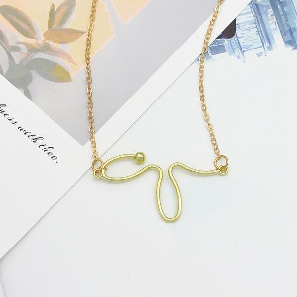 

pendant necklaces gold geometry fashion necklace simple line shape sweater chain women's jewelry accessories, Silver