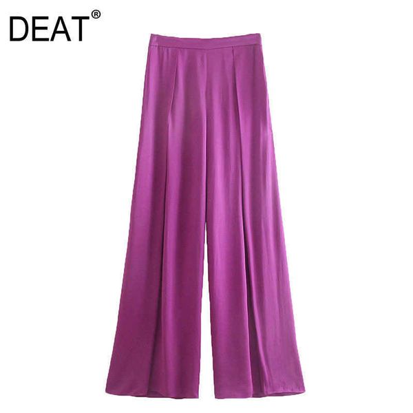 

[deat] fashion summer high waist solid color elasticity loose temperament casual women wide leg pants 13q572 210527, Black;white