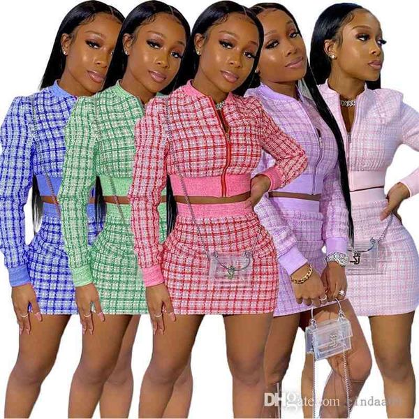 

woman two piece dress fashion digital printing threaded long sleeveed sheath skirt suit and slim spring and autumn clothing 5 colors, White