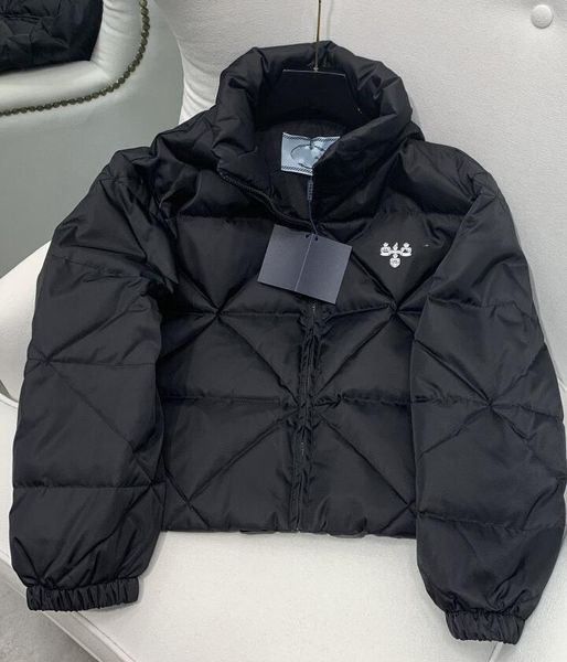

p-ra brands women down parkas lady recycled nylon fabric badge letters jacket fashion trend woman luxury designer fluffy warm loose casual j, Black