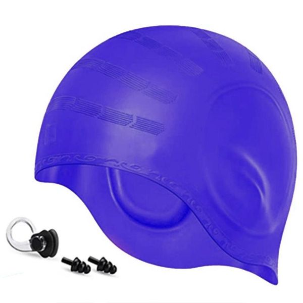 

swimming caps swim cap elastic silicone waterproof 3d ergonomic design with ear plugs and nose clip men women