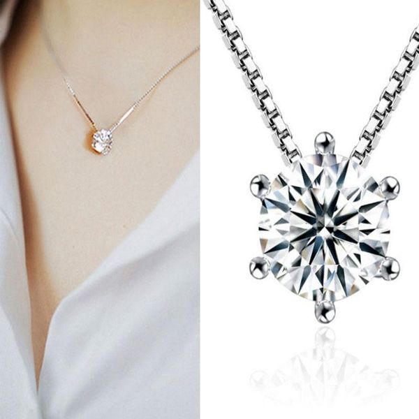 

pendant necklaces fashion women collar simple crystal rhinestone clavicle necklace alloy zircon chain jewelry gift, Silver
