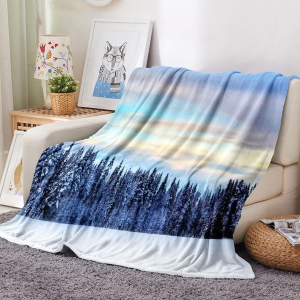 

blankets mountain print natural view plush throw blanket autumn leaves flannel bed couch cover warm bedding gift for girl
