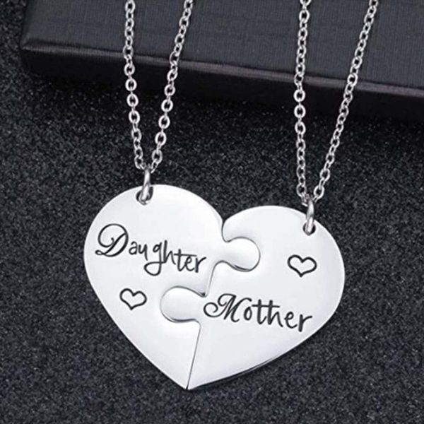 

pendant necklaces 2021 2pcs mother daughter necklace silver heart love mom & pendants for women jewelry gifts fast