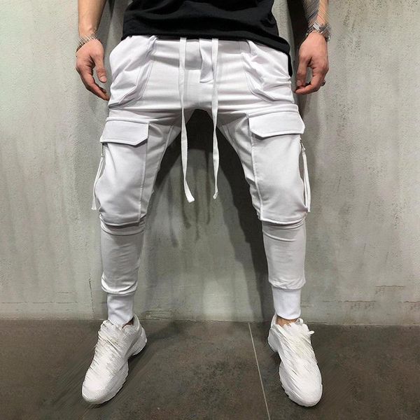 

men's pants men trouser sports slim fit fashion sweatpants fitness tracksuit, Black