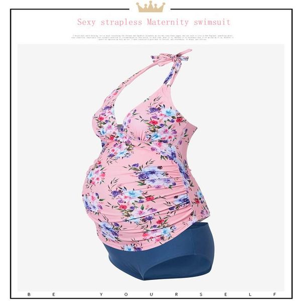 

ladies printed bikini swimsuit fashion floral two-piece split for pregnant women summer leaky back swimwear one-piece suits