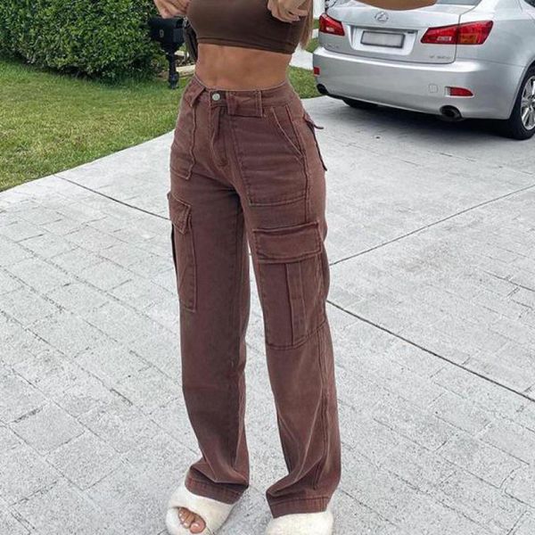 

women's jeans european and american spring solid color pocket stitching casual loose mid-waist, Blue