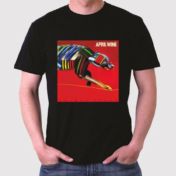 

april wine animal grace men's black t-shirt size s to 3xl, White;black