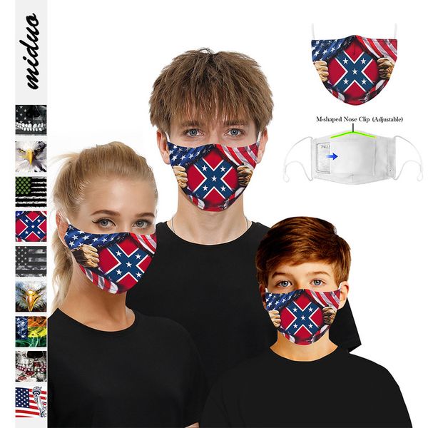 

flag digital printing american and child washable filter adjustable ear mask