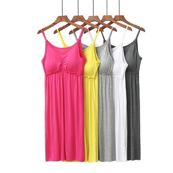 

polyester summer night dress modal women sleepwear spaghetti strap nightgown nightdress gowns nightie clothing, Black;red
