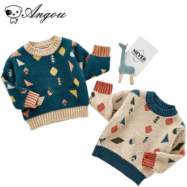 

angou winter boys knitted sweater toddler boy kids casual autumn cartoon warm cotton boys sweaters girls pullovers baby clothing g1026, Blue
