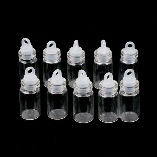 

storage bottles & jars 10pcs 1ml clear glass wishing bottle drifting vials with plastic cap
