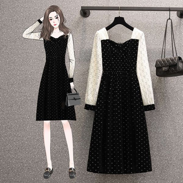 

casual dresses dress large women's court velvet foreign style french small black in early spring of 7qvg, Black;gray