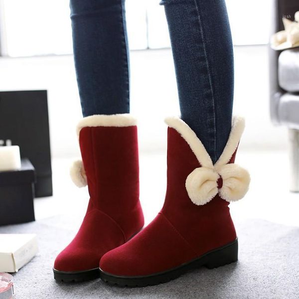 

boots women non-slip waterproof winter ankle snow platform shoes with thick fur botas mujer1, Black