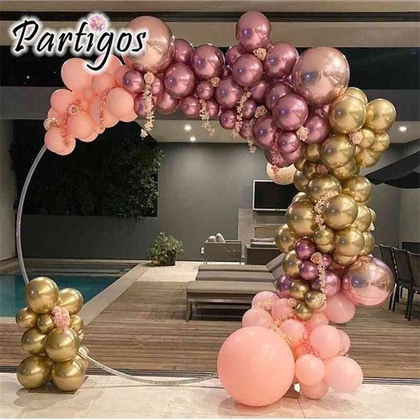 1 conjunto 126 pcs misturado ouro rosa vermelho cromo ballon guirlanda conjunto multi-tamanho Balloons Cadeia Kit de aniversário de casamento Decorações Globo 210719