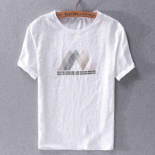 

women's t-shirt mens casual vero linho curto-de mangas compridas t-shirt dos homens moda bordado fresco camisa solta t tshirt da marca, White