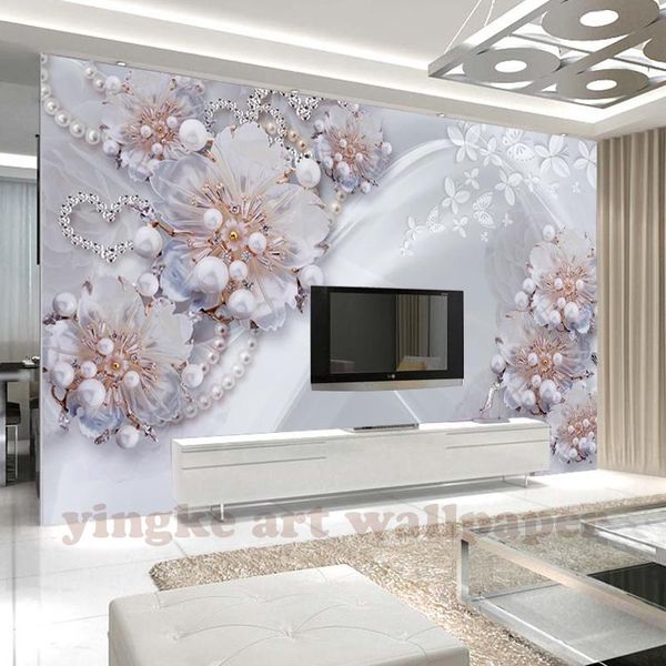 

wallpapers living room bedroom decorated 3d wallpaper luxury diamond flower grade exquisite jewelry tv wall po mural