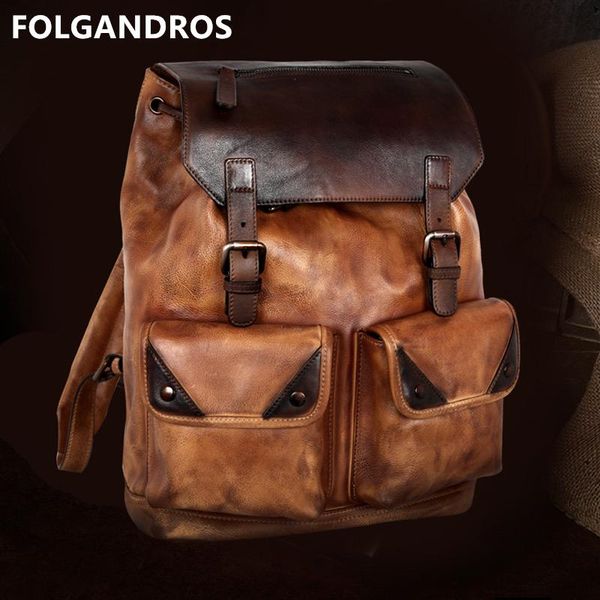 

backpack 2021 genuine leather handmade vintage men italian imported cowhide large double shoulder bag