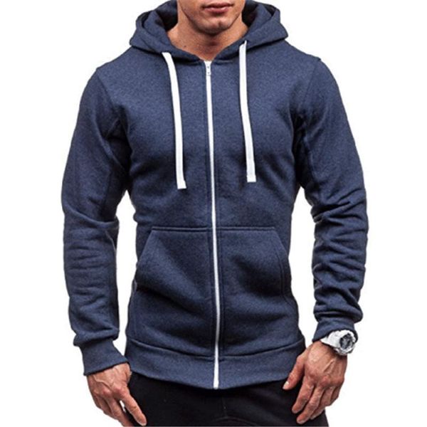 

men's hoodies & sweatshirts 2021 summer men casual male sweatshirt zipper long sleeve hooded spring jacket coat pocket, Black