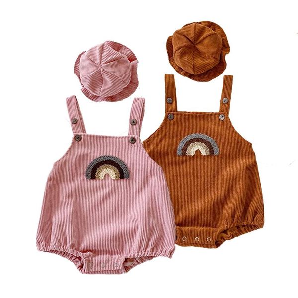 

rompers baby girls corduroy bodysuits for spring and autumn kids infants cartoon rainbow children clothes, Blue