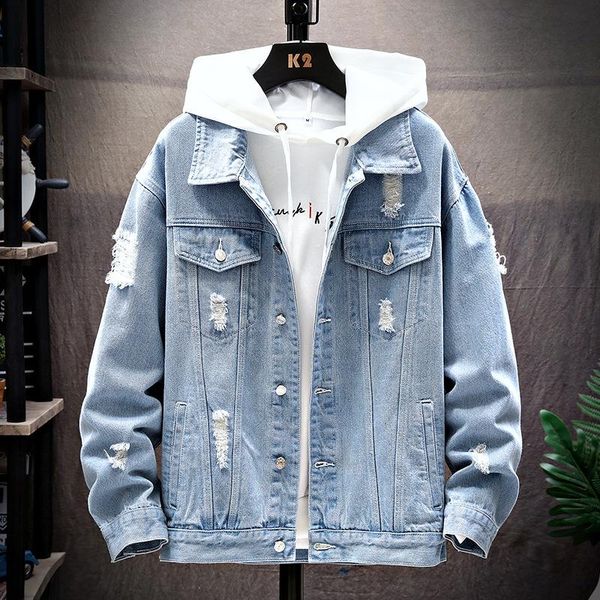 

men's jackets denim jacket loose japanese fashion trends men clothing 2021 autumn and winter streetwear casual oversize male coats, Black;brown
