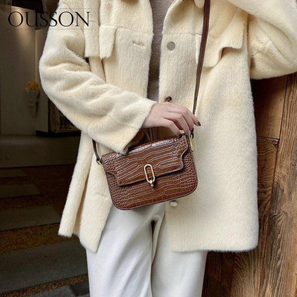 

evening bags ousson 2021 design small square bag leather crossbody exquisite female retro shoulder for women