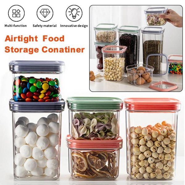 

storage bottles & jars 600/1300 ml food container plastic kitchen refrigerator noodle box multigrain tank transparent sealed
