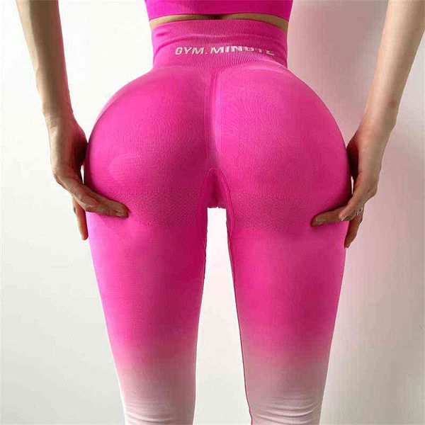 Nuovi leggings senza cuciture ombre per le donne pantaloni da yoga a vita alta sexy bottino legging scrunch culo rosa fitness legging collant sportivi H1221