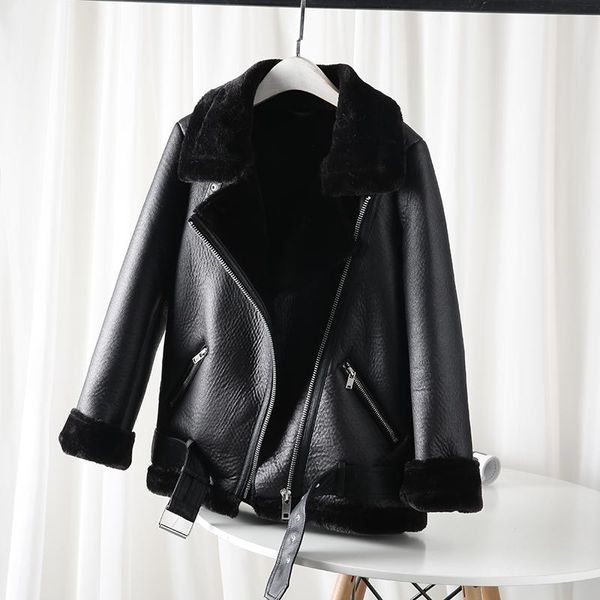 

women's fur & faux the 2021 jacket with extra thick warm and lamb feather rider artificial, Black
