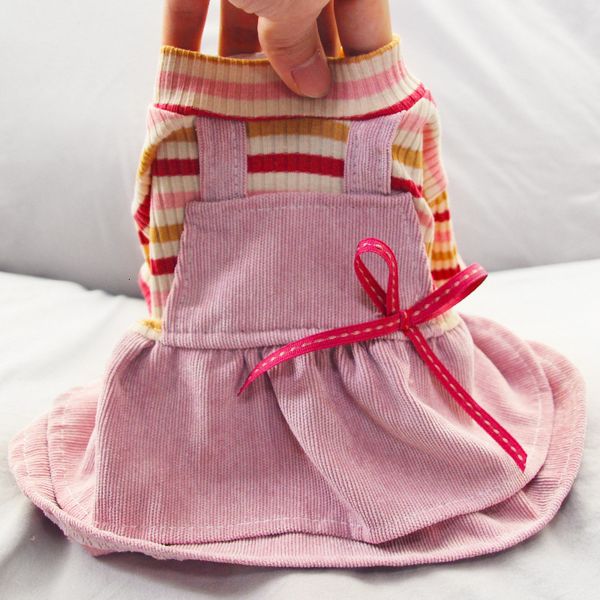 

dog apparel clothes spring and summer pet corduroy striped skirt coats jackets wscx
