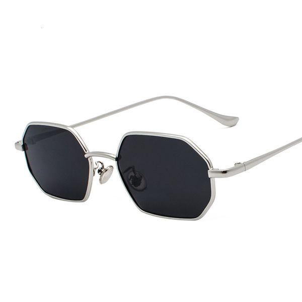 

2019 retro polygon men yellow luxury lens square vintage small mirror color sunglasses, Black