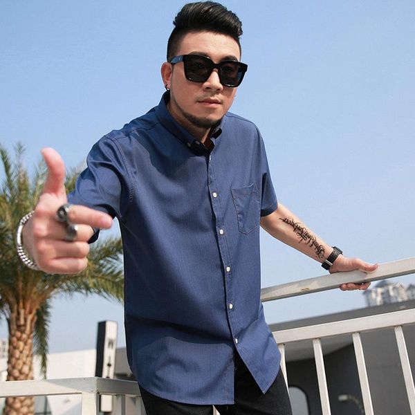 

men's casual shirts plus size 10xl thin short sleeve men summer loose fit holiday denim single breasted beach male, White;black